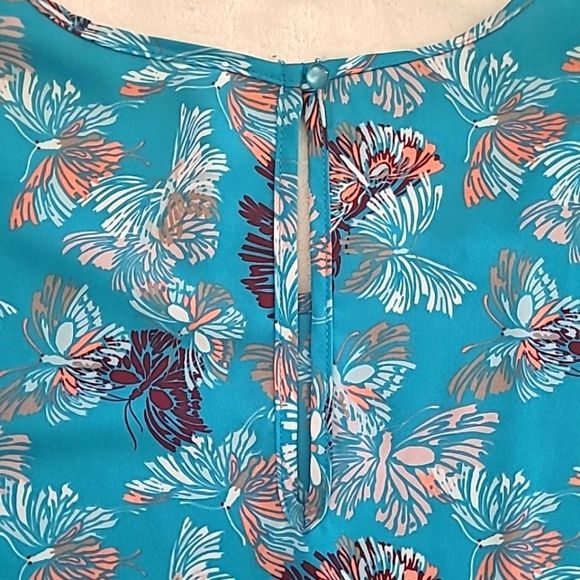 Grayson Cato Blue Butterfly Floral Tunic Medium Long Sleeve Boho Cottagecore - Picture 4 of 15